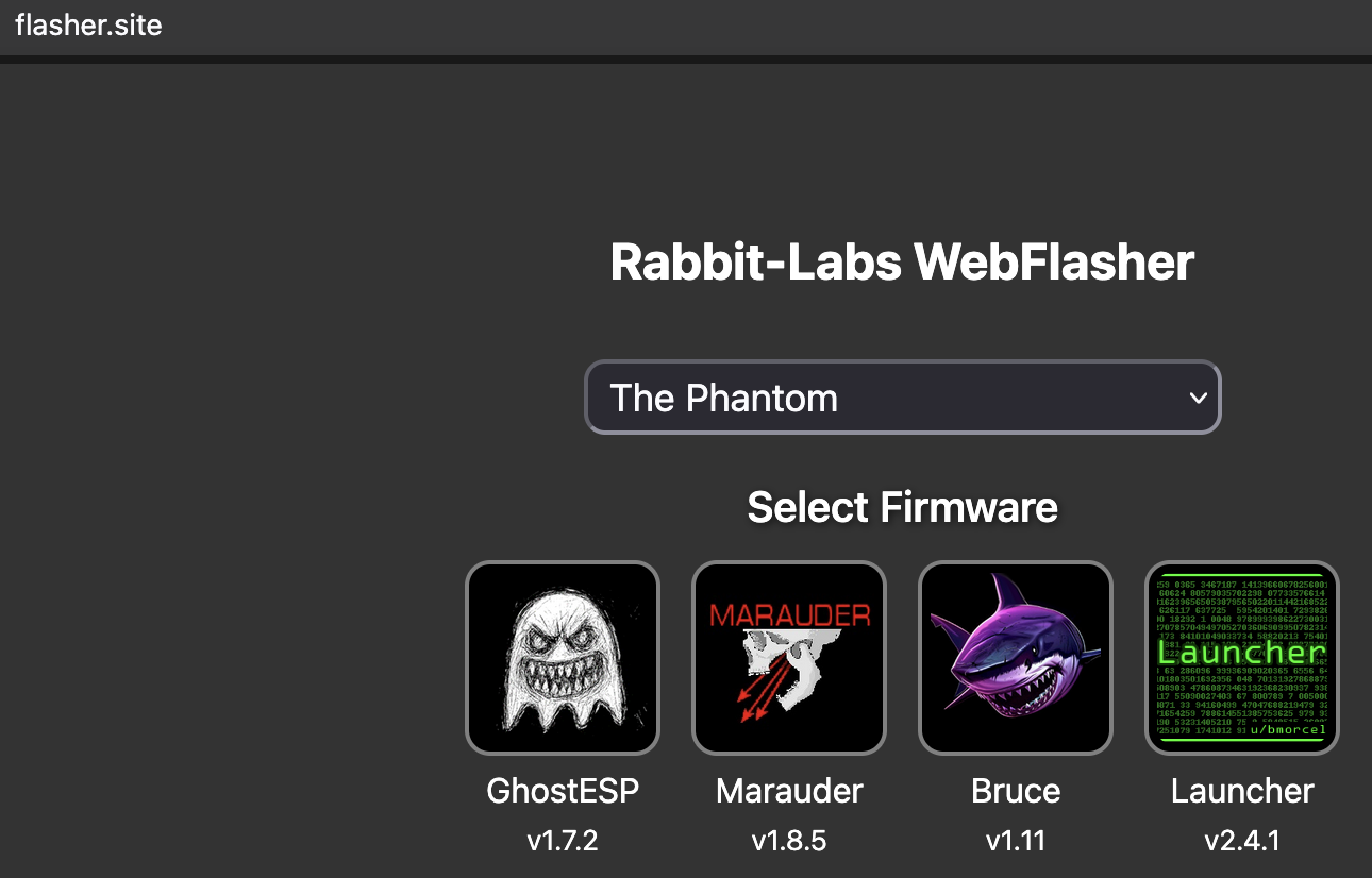 OS options for The Phantom Firmware choices for Rabbit Lab’s Phantom